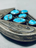One Of The Most Unique Ever Vintage Native American Navajo Turquoise Sterling Silver Buckle-Nativo Arts