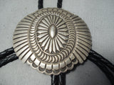 Important Mary Morgan Vintage Native American Navajo Intricate Sterling Silver Bolo Tie-Nativo Arts