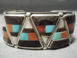 Intricate Vintage Native American Navajo Delbert Watka Turquoise Sterling Silver Bracelet-Nativo Arts