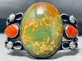 One Of The Best Vintage Native American Navajo Olive Green Turquoise Sterling Silver Bracelet-Nativo Arts