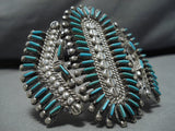Museum Quality Vintage Native American Zuni Turquoise Sterling Silver Bracelet Old Cuff-Nativo Arts