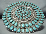 One Of The Biggest Best Vintage Native American Navajo Turquoise Sterling Silver Pin-Nativo Arts