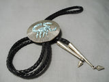 Native American Important New Lander Blue Turquoise Sterling Silver Scorpion Bolo Tie-Nativo Arts