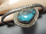 Wonderful Vintage Native American Navajo Pilot Mountain Turquoise Sterling Silver Bracelet Old-Nativo Arts
