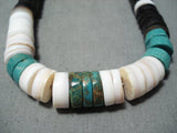 Native American Incredible Vintage Navajo Domingo Royston Turquoise Jet Shell Necklace-Nativo Arts