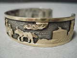 Detailed!! Real Gold Vintage Navajo Sterling Silver Native American Bracelet-Nativo Arts