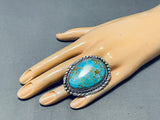 Monstrous Native American Navajo #8 Turquoise Sterling Silver Heavy Ring-Nativo Arts