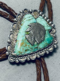 One Of The Most Unique Vintage Native American Navajo Green Turquoise Sterling Silver Bolo Tie-Nativo Arts