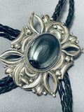 Fascinating Native American Navajo Hematite Sterling Silver Bolo-Nativo Arts
