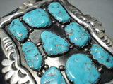 One Of The Biggest Best Vintage Native American Navajo Turquoise Sterling Silver Ketoh Bracelet-Nativo Arts