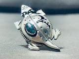 Gasp! Completely Handmade Native American Navajo Turquoise Sterling Silver Toad Ring-Nativo Arts