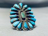 Enormous Vintage Native American Zuni Turquoise Cluster Sterling Silver Ring-Nativo Arts