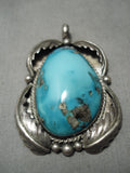 Astonishing Vintage Native American Navajo Earth Deep Blue Turquoise Sterling Silver Pendant-Nativo Arts