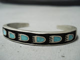 Animal Tracks Vintage Zuni Native American Navajo Turquoise Sterling Silver Bracelet-Nativo Arts