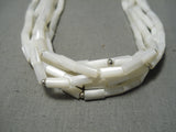One Of The Best Vintage Native American Navajo Tubed Pearl Sterling Silver Turquoise Necklace-Nativo Arts