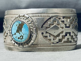 Incredible Vintage Native American Navajo Morenci Turquoise Sterling Silver Large Bracelet-Nativo Arts