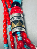 Incredible Singer Native American Navajo Sterling Silver Turquoise Coral Necklace-Nativo Arts