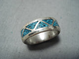 Native American Detailed Vintage Navajo Turquoise Sterling Silver Ring-Nativo Arts