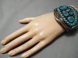 Best Vintage Native American Navajo Snake Eyes Turquoise Sterling Silver Leaf Bracelet Old-Nativo Arts