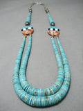 Museum Vintage Santo Domingo Native American Navajo #8 Turquoise Sterling Silver Necklace-Nativo Arts