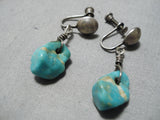 Exceptional Vintage Native American Navajo Royston Turquoise Sterling Silver Clip Earrings Old-Nativo Arts