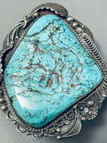 Colossal Hand Carved Bear Turquoise Vintage Native American Navajo Sterling Silver Bracelet-Nativo Arts