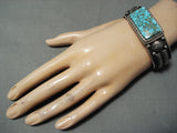 Native American Authentic Albert Jake High Grade Turquoise Sterling Silver Bracelet-Nativo Arts
