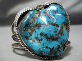One Of The Biggest Best Vintage Native American Navajo Persin Turquoise Sterling Silver Bracelet-Nativo Arts