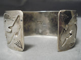 Museum Quality Vintage Native American Navajo Blue Turquoise Sterling Silver Wave Bracelet Old-Nativo Arts