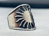 Native American Nel Fred Vintage Navajo Sun Sterling Silver Thick Ring-Nativo Arts