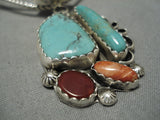 Incredible Liz Pm Native American Navajo Turquoise Sterling Silver Swrrling Necklace-Nativo Arts