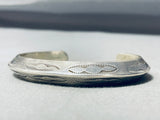 Heavy 52 Gram Vintage Native American Navajo Sterling Silver Sun Stamp Bracelet Cuff-Nativo Arts