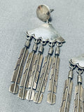 Fabulous Vintage Native American Navajo Sterling Silver Feather Pendant Earrings-Nativo Arts