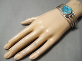 Wonderful Vintage Native American Navajo Blue Turquoise Sterling Silver Bracelet Old-Nativo Arts