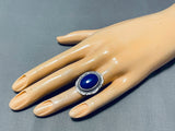 Tremendous Native American Navajo Lapis Sterling Silver Ring Betty Smith Signed-Nativo Arts