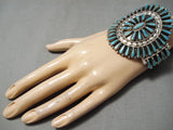 Incredible Vintage Native American Navajo Turquoise Teardrop Sterling Silver Bracelet-Nativo Arts
