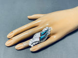 Eldred Martinez Native American Zuni Turquoise Jet Coralmother Of Pearl Sterling Silver Ring-Nativo Arts