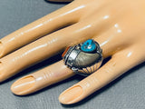 Huge Native American Navajo Turquoise Coral Sterling Silver Detailed Ring-Nativo Arts