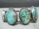 Incredible Vintage Native American Navajo Morenci Turquoise Sterling Silver Bracelet Old-Nativo Arts