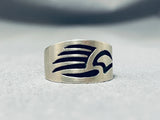 Marvelous Vintage Native American Hopi Sterling Silver Overlay Print Ring-Nativo Arts