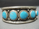 Unforgettable Vintage Native American Navajo Morenci Turquoise Sterling Silver Bracelet Old-Nativo Arts
