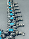 366 Gram Gasp! Native American Navajo Turquoise Sterling Silver Squash Blossom Necklace-Nativo Arts