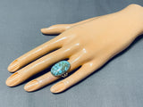 Awesome Vintage Native American Navajo Spiderweb Turquoise Sterling Silver Ring-Nativo Arts