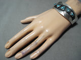 Museum Vintage Native American Navajo Morenci Turquoise Sterling Silver Bracelet Old-Nativo Arts