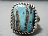 Important Vintage Native American Navajo Jeanette Dale Turquoise Sterling Silver Ring-Nativo Arts