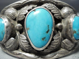 Museumt Vintage Native American Navajo Blue Gem Turquoise Sterling Silver Bracelet Old-Nativo Arts