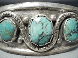 Native American Important Snake Vintage Navajo Royston Turquoise Sterling Silver Snake Bracelet-Nativo Arts