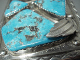 One Of The Biggest Ever Vintage Native American Navajo Turquoise Sterling Silver Ktoh Bracelet-Nativo Arts