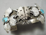 So Unique!! Vintage Native American Navajo Lady Bug Sterling Silver Heavy Bracelet-Nativo Arts