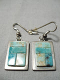 Some Of Best Vintage Native American Navajo Jackson Royston Turquoise Sterling Silver Earrings-Nativo Arts